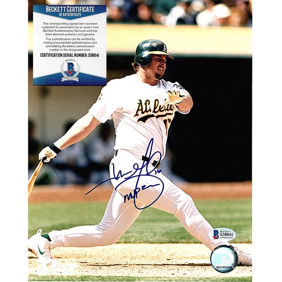 Jason Giambi Signed Oakland Athletics 8x10 Photo MVP Inscription Beckett Cert - Picture 1 of 6